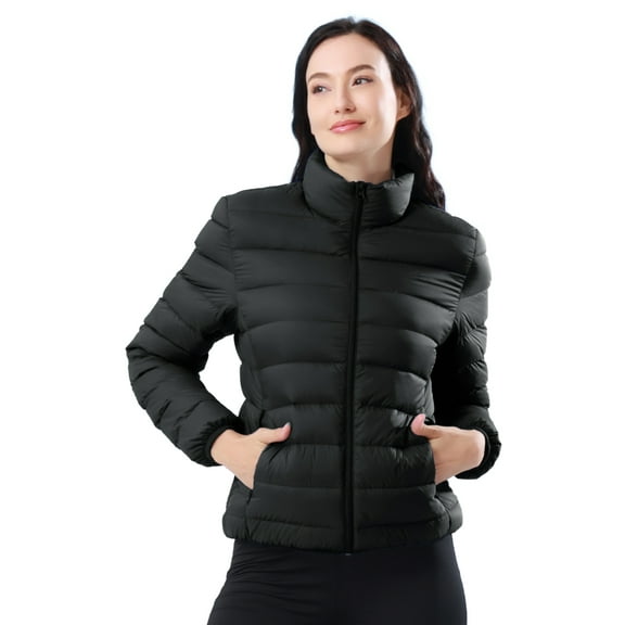 CAMEL Women's Puffer Jacket Lightweight Packable Down Coat Womens Winter Jackets Black