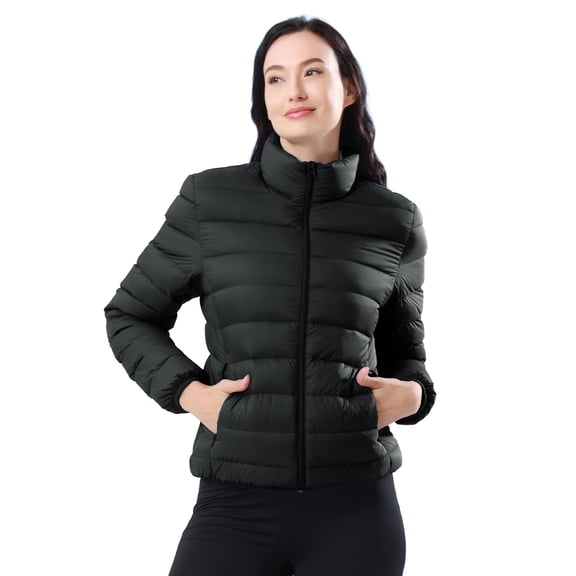 CAMEL Women's Puffer Jacket Lightweight Packable Down Coat Womens Winter Jackets Black