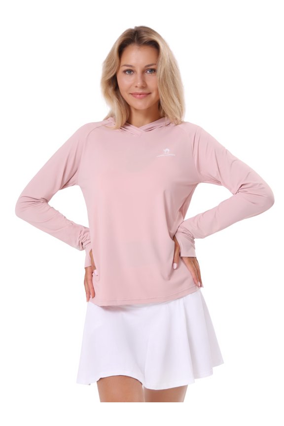 Women's Sun Protection Clothing UPF 50+ Lightweight Womens Activewear Long Sleeve Rash Guard Shirts Breathable Sunscreen Hoodie Workout Tops Outdoor Hiking Pink