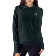 CAMEL Womens Sun Protection Clothing UPF 50+ Lightweight Womens Activewear Long Sleeve Rash Guard Shirts Breathable Sunscreen Hoodie Workout Tops Outdoor Hiking Black