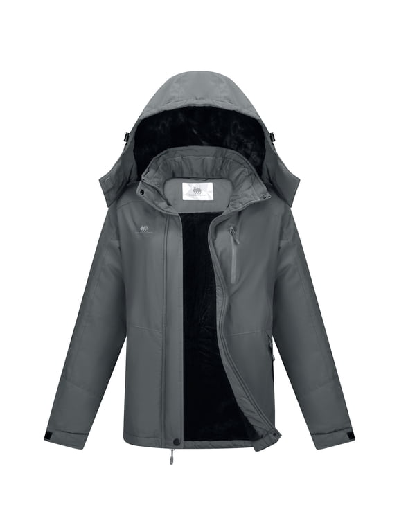 Womens Athletic Jackets Female Coat Winter Outerwear Windproof Coat Waterproof Ski Jacket Snowboarding Clothes Hood Outerwear Gray
