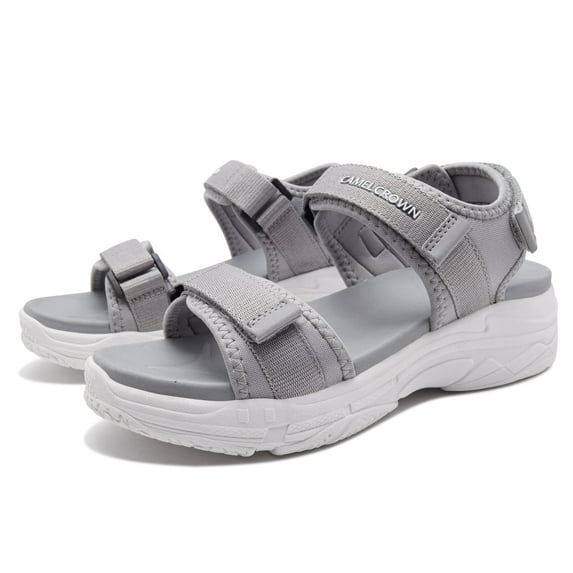 CAMEL Womens Hiking Sandals Comfortable Walking Sandals Open Toe Adjustable Velcro Sport Slingback Platform Casual Shoes Footbed Sandals Gray