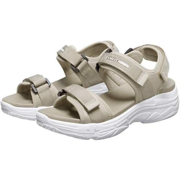 CAMEL Womens Hiking Sandals Comfortable Walking Sandals Open Toe Adjustable Velcro Sport Slingback Platform Casual Shoes Footbed Sandals Khaki