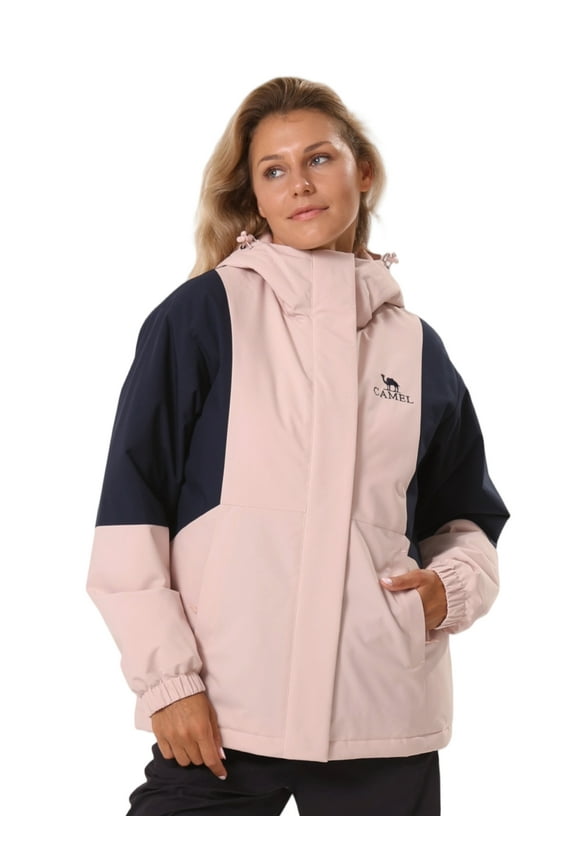 Womens Outerwear Coats Winter Warm Cotton Jacket Fashion Parkas Casual Colorblock Jackets Pink Blue