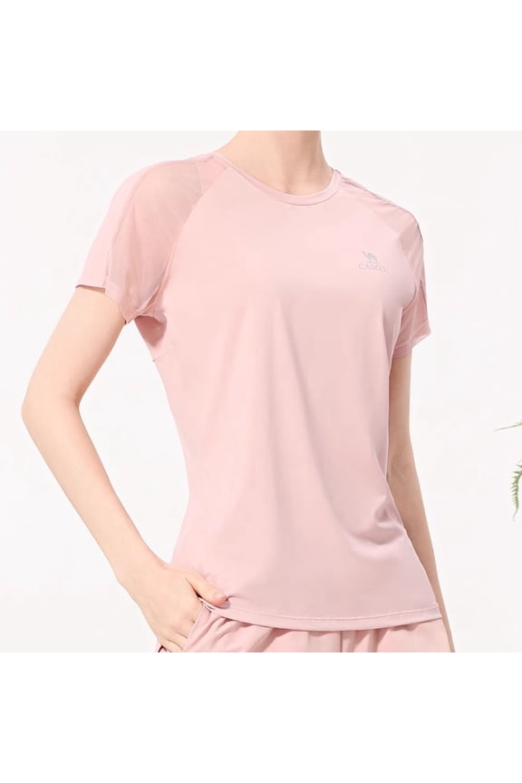Women's Athletic Summer Crew Neck Short-Sleeve T-shirt Pink