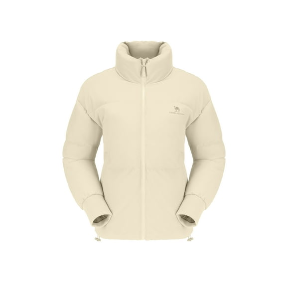 CAMEL Womens Winter Outerwear Coats Warm Cotton Jacket Fashion Parkas Casual Lightweight Jackets Milky White