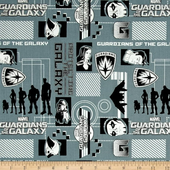 CAMELOT Fabrics Marvel Guardians of the Galaxy Silhouettes Lead Fabric By The Yard