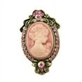 thumbnail image 1 of CAMEO Brooch Pin Light Pink Crystal Stone Antique Style Bronze Tone, 1 of 1