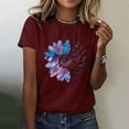 thumbnail image 1 of CAMERIARI Sunflower Short Sleeve Crew Neck Tshirts Shirts for Women, Size S-3XL, Big&Tall, Red, Women's Sunflower Summer T Shirt Plus Size Loose Top Tops Girls Short Sleeve Graphic Casual T Shirt, 1 of 5