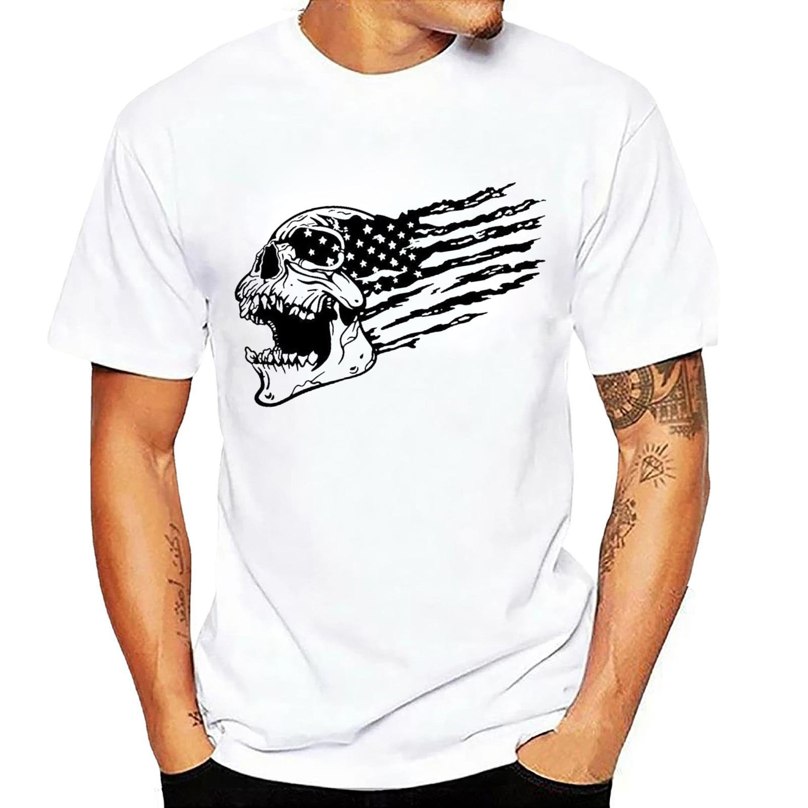 CAMERIARIO Independence Day Men's The US Flag Short Sleeve Fashion ...