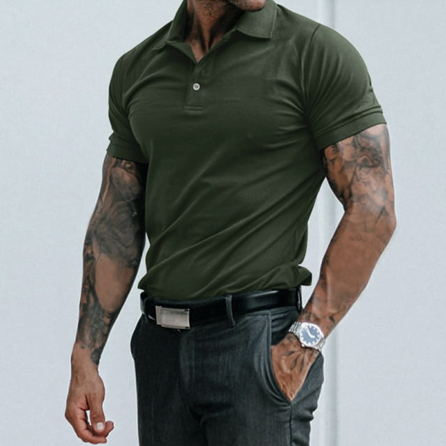CAMERIARIO Men's Polo Shirt, Short Sleeve Shirt, Solid Color, Casual ...