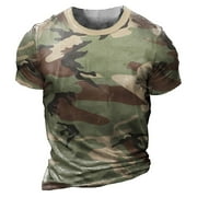 CAMERIARIO Men's Short Sleeve Camouflage Muscle T-Shirt, Big&Tall, SizesS-5XL, Summer Round Neck Camo Breathable Comfortable Pullover Short Sleeve T Shirt Multi-color