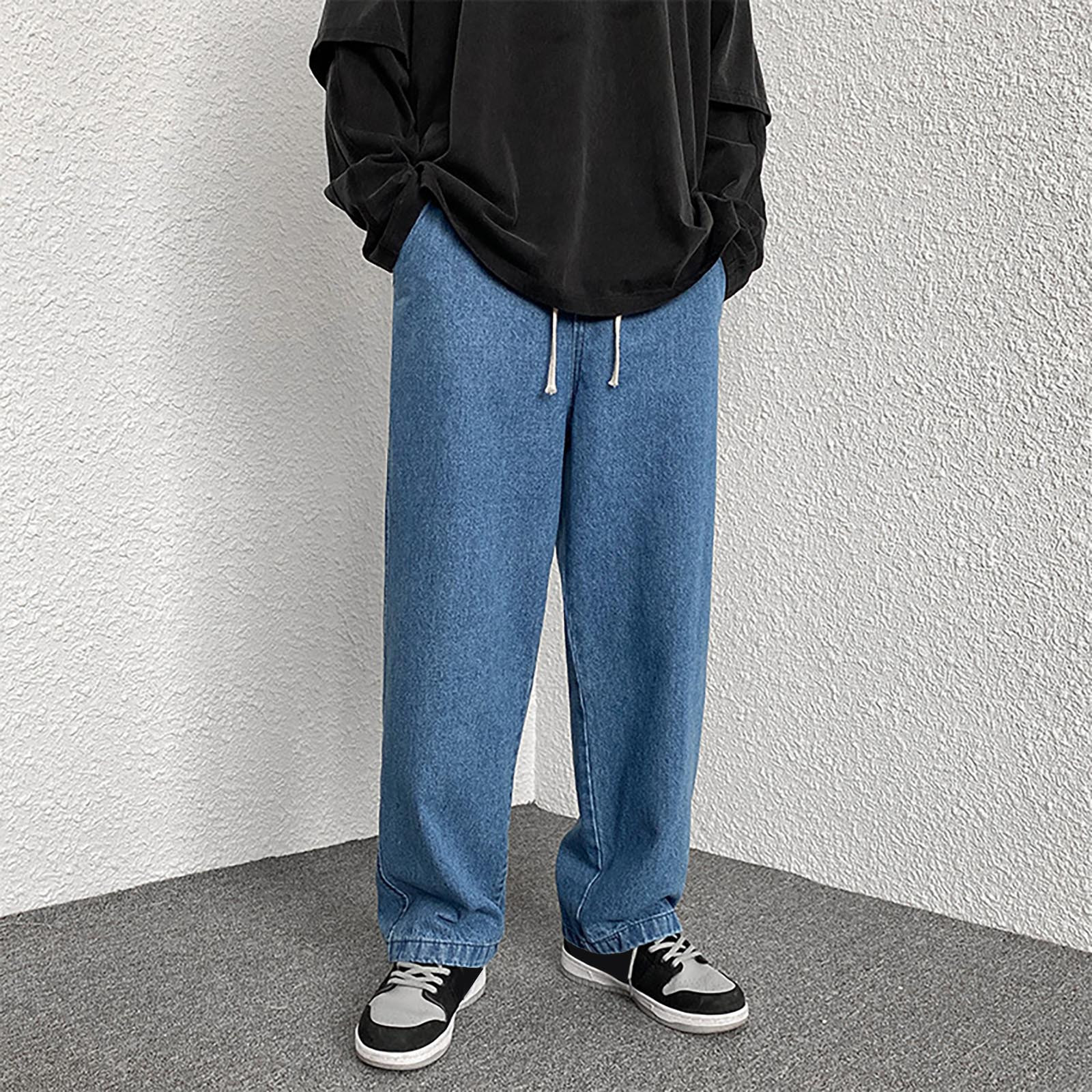 CAMERIARIO Men's Solid Color Denim Loose Jeans, Size M-5XL, Big&Tall ...