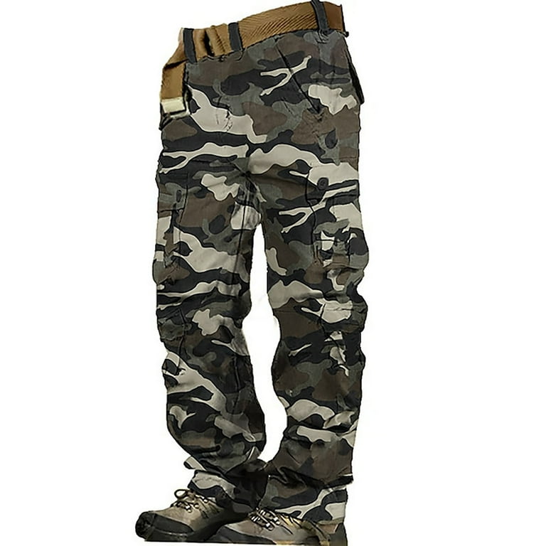 CAMERIARIO Men s Solid Color Pocket Cargo Pants Size 28 44 Big Tall Green