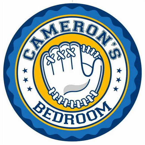 CAMERON'S Baseball Glove Bedroom 12" Round Metal Sign Boys Room 200120029053