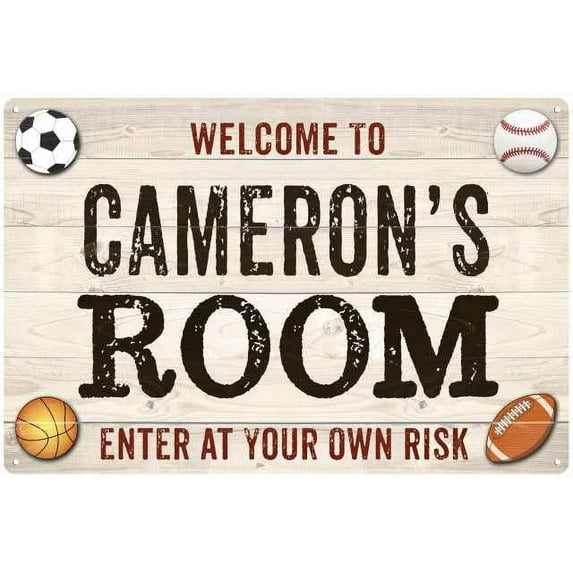CAMERON'S Room Kids Bedroom Sign Boy's Gift 8x12 Metal 108120090053