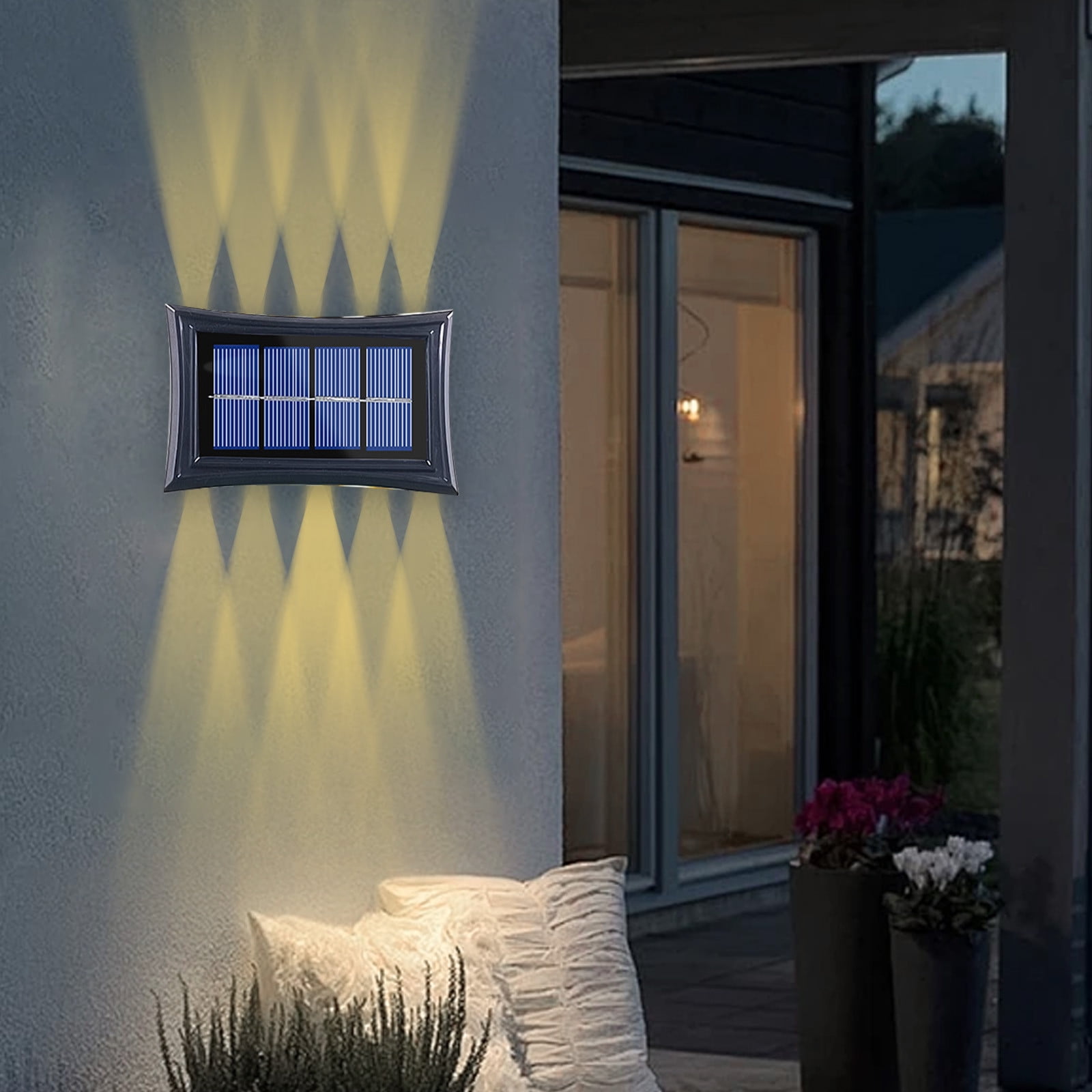 CAMIALA Solar Wall Lights Outdoor,Warm Yellow TwoWay Lighting Wall
