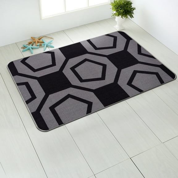 CAMILSON Area Rug - 2'x3' Modern Geometric Stripe Rugs for Indoor – Black Non Slip Carpet for Entryway, Hallway Mats, Kitchen, Bedroom, Living Room