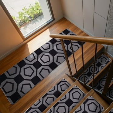 CAMILSON Area Rug - 2'x7'2" Modern Geometric Stripe Rugs for Indoor – Black Non Slip Carpet for Entryway, Hallway Mats, Kitchen, Bedroom, Living Room