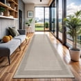 thumbnail image 1 of CAMILSON Bordered Non Shedding Easy-Cleaning Indoor Outdoor Easy Jute Rug Bone 2x7, 1 of 8