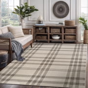 CAMILSON Box Non Shedding Easy-Cleaning Indoor Outdoor Easy Jute Rug Bone 8x10