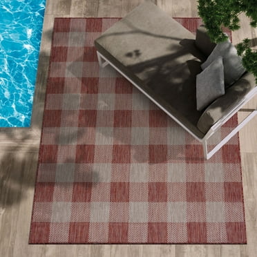 CAMILSON Buffalo Plaid Indoor Outdoor Rug 2' x 3' Copper Checkered Area Rugs