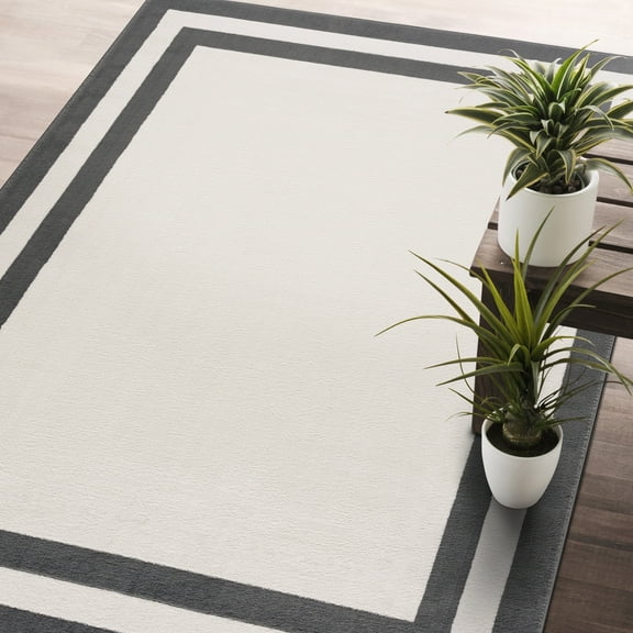 CAMILSON Crystal Cream Area Rug, 3' x 5' Bordered, for Living Room, Bedroom, Dining Room Cream Indoor Area Rugs