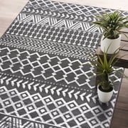 CAMILSON Crystal Dark Grey Area Rug 3'x5' Boho for Living Room Bedroom Dining Room Dark Grey / Cream Indoor Area Rugs