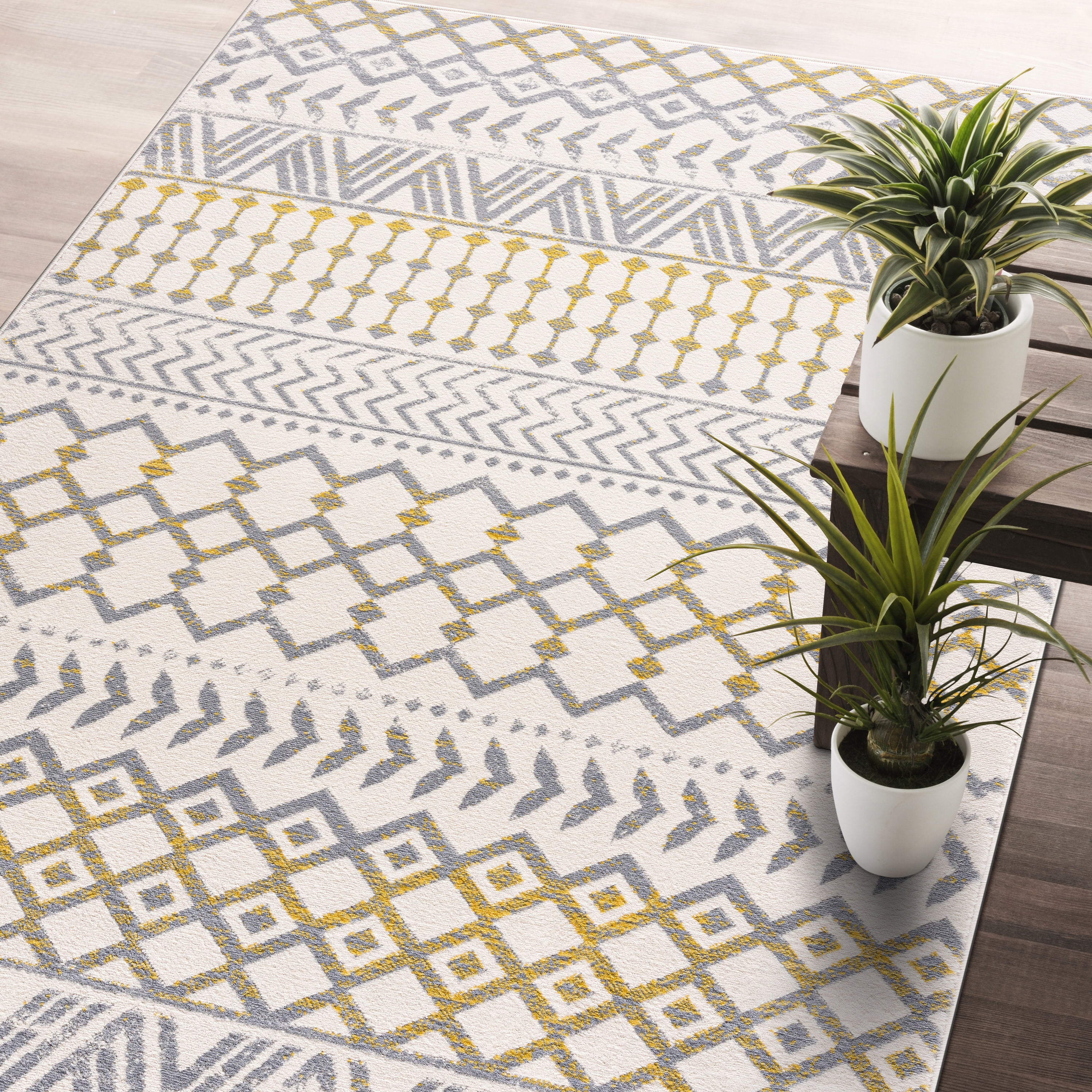 Yellow Rectangular Rug CAMILSON Crystal Yellow Area Rug 6'7