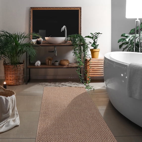 CAMILSON Easy Jute Rug Indoor Outdoor Farmhouse Area Rugs Natural 2x7