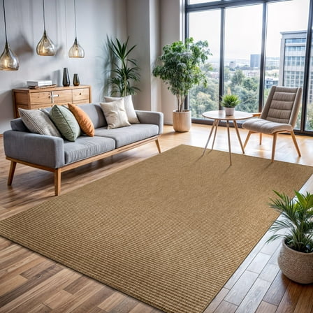 CAMILSON Easy Jute Rug Indoor Outdoor Farmhouse Area Rugs Natural 6x9