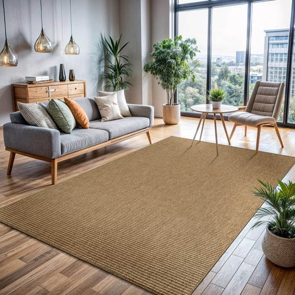 CAMILSON Easy Jute Rug Indoor Outdoor Farmhouse Area Rugs Natural 8x10