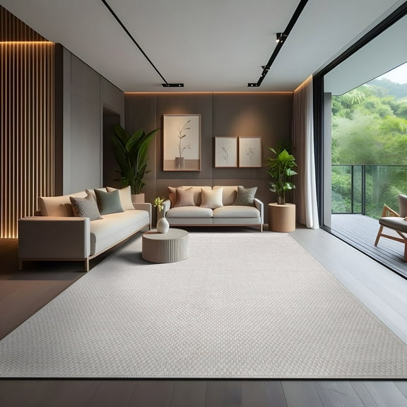 CAMILSON Easy Jute Rug Indoor Outdoor Farmhouse Area Rugs Off-white 9x12