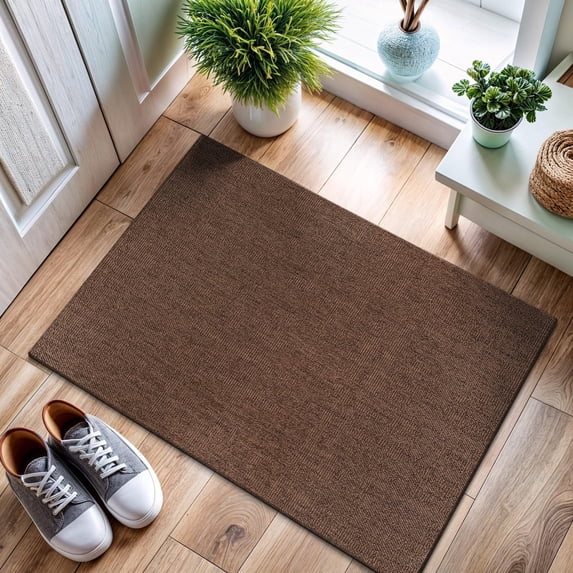CAMILSON Granulated Non Shedding Easy-Cleaning Indoor Outdoor Easy Jute Rug Brown 2x3