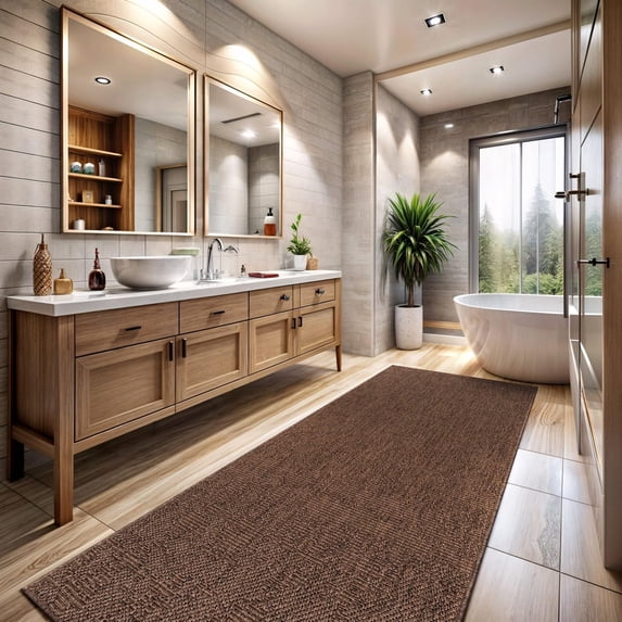 CAMILSON Granulated Non Shedding Easy-Cleaning Indoor Outdoor Easy Jute Rug Brown 2x7
