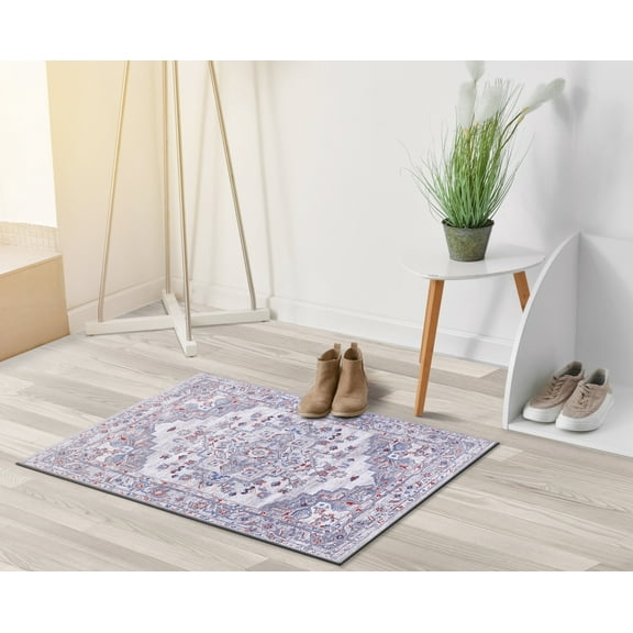 CAMILSON Machine Washable Rug Distressed Vintage Area Rugs Stain and Water Resistant Traditional Bohemian Indoor Carpet (2x3 2002-Grey)
