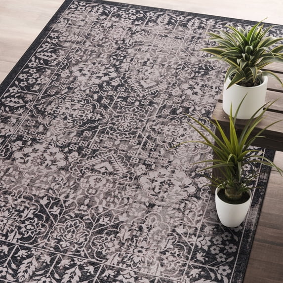 CAMILSON Machine Washable Rug Distressed Vintage Area Rugs Stain and Water Resistant Traditional Bohemian Indoor Carpet (5x7 2003-Beige)