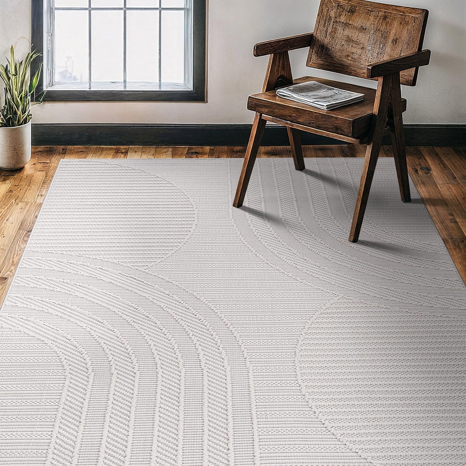 Large Loop White Rug CAMILSON, Indoor Area Rug, 5x7, White geometric pattern - Walmart.com