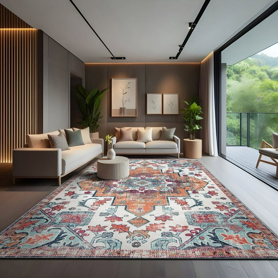 CAMILSON Oriental Retro Persian Traditional Vintage Distressed Non-Shedding Indoor Area Rug(4009-Multi 5x7)