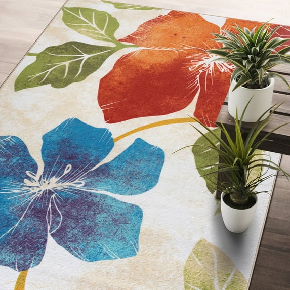 CAMILSON Solana Non Slip Modern Floral Indoor Area Rug Multicolor 2x3