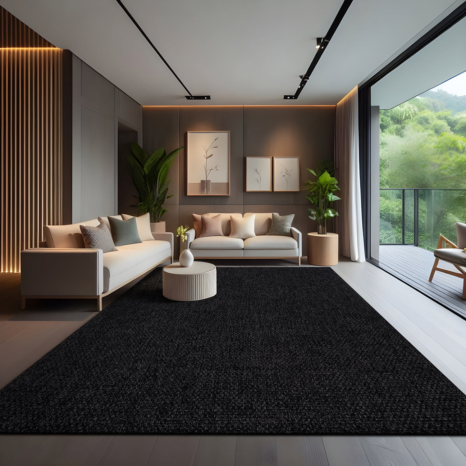 CAMILSON Solid Non Shedding EasyCleaning Outdoor Jute Rug Dark Gray