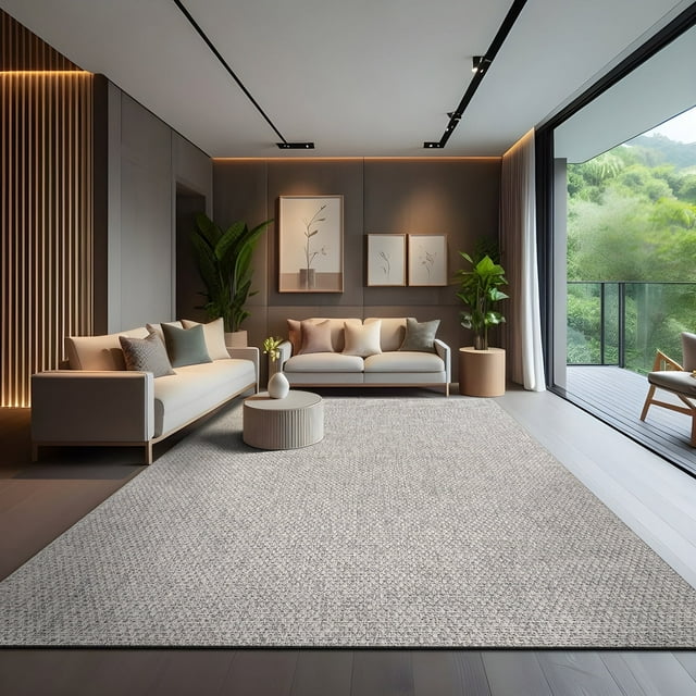 CAMILSON Solid Non Shedding EasyCleaning Outdoor Jute Rug Gray 9x12