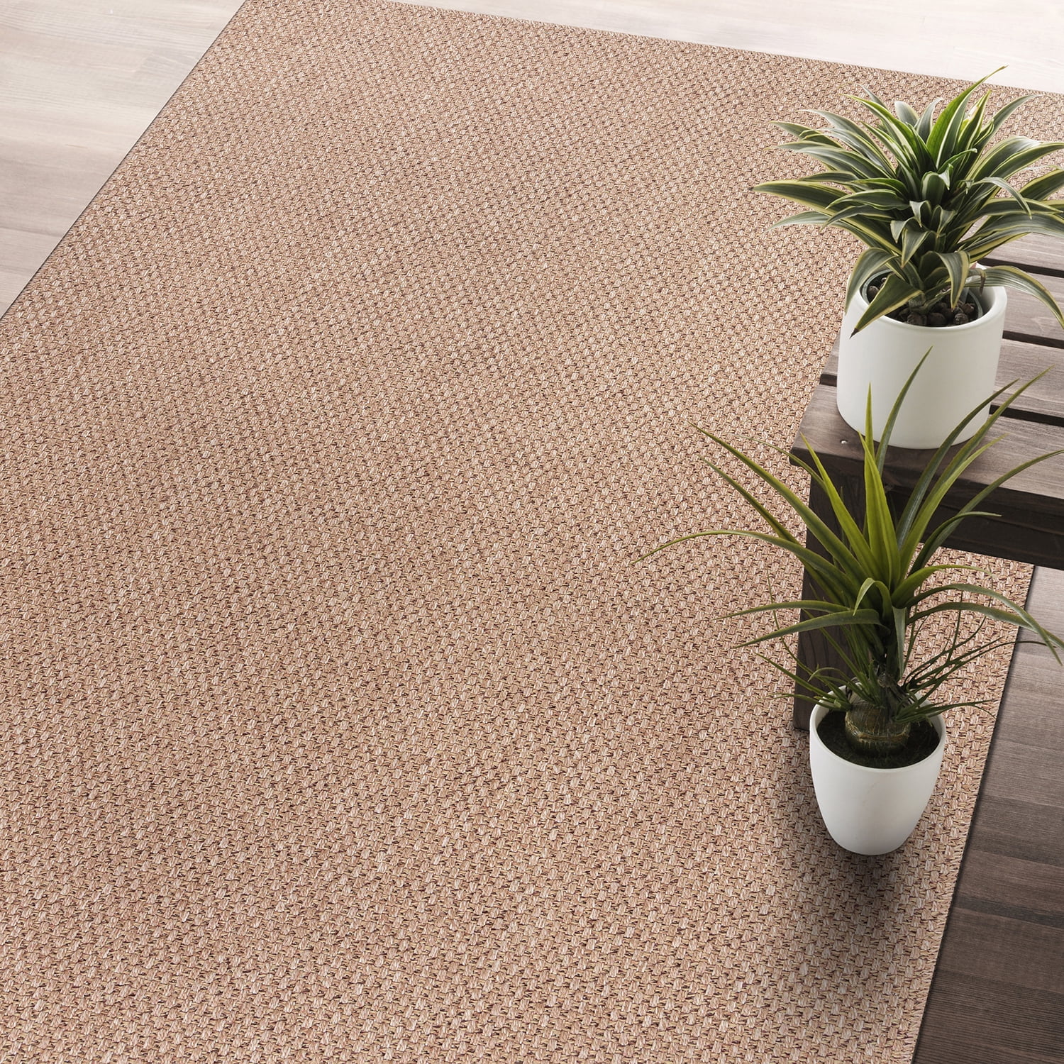 CAMILSON Solid Non Shedding EasyCleaning Outdoor Jute Rug Natural 4x6
