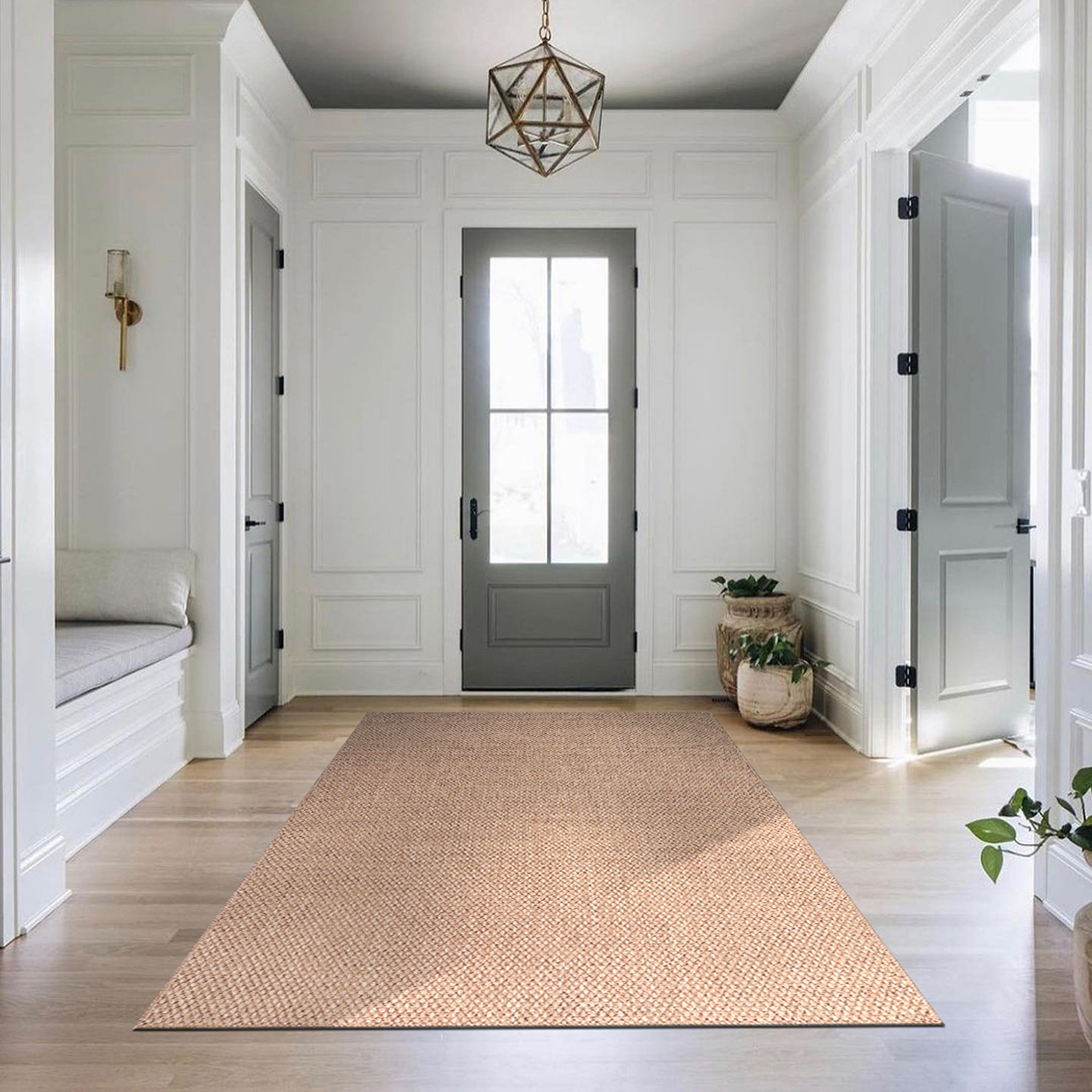 CAMILSON 6x9 Natural, Solid, Outdoor Jute Rug, EasyToClean, Non