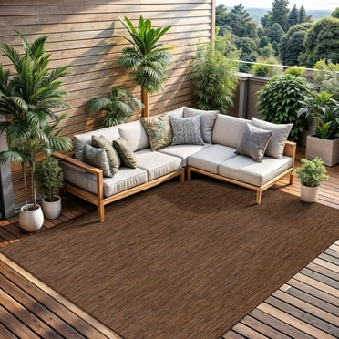CAMILSON Solid Washable Waterproof Outdoor Indoor Area Rug Gold 8x10