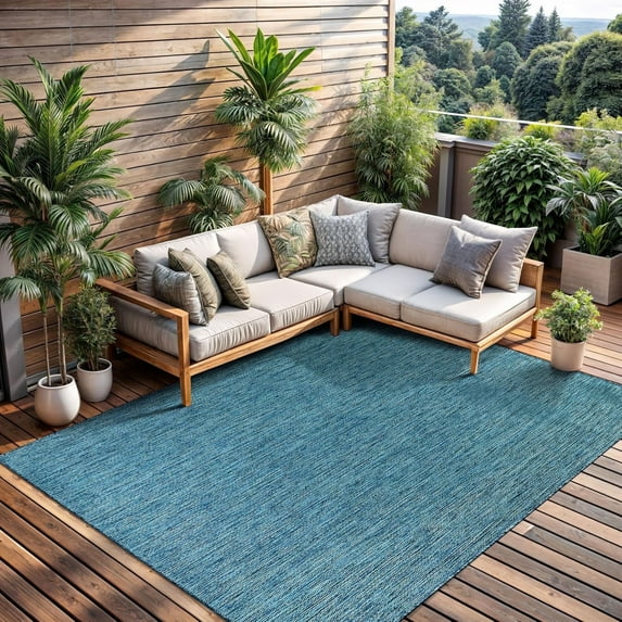 CAMILSON Solid Washable Waterproof Outdoor Indoor Area Rug Gray 10x14