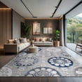 thumbnail image 1 of CAMILSON Spring Bohemian Medallion Floral Easy-Cleaning Non-Shedding Washable Outdoor Indoor Area Rug Blue 9x12, 1 of 11