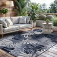thumbnail image 1 of CAMILSON Spring Leaf Tropical Botanical Easy-Cleaning Non-Shedding Washable Outdoor Indoor Area Rug Navy Blue 8x10, 1 of 11