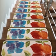 CAMILSON Stair Treads - 8.5" x 26" Floral Non Slip for Indoor Stair - Flower Multicolor Stair Covers, Set of 13