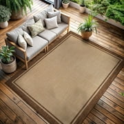 CAMILSON Summer Bordered, Washable Outdoor Indoor Area Rug, Camel, 8x10